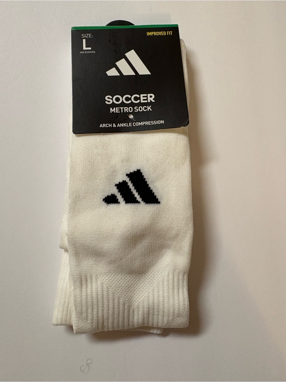 Adidas Men’s White Soccer Metro Socks - L